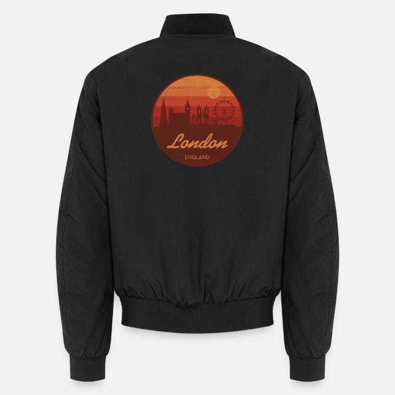 La silhouette de Londres dans un coucher de soleil rétro Bomber unisexe