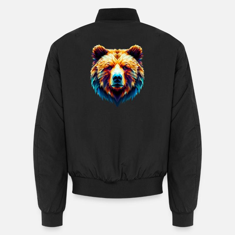 Polygonal Bear - Unisex Bomber Jacket - black