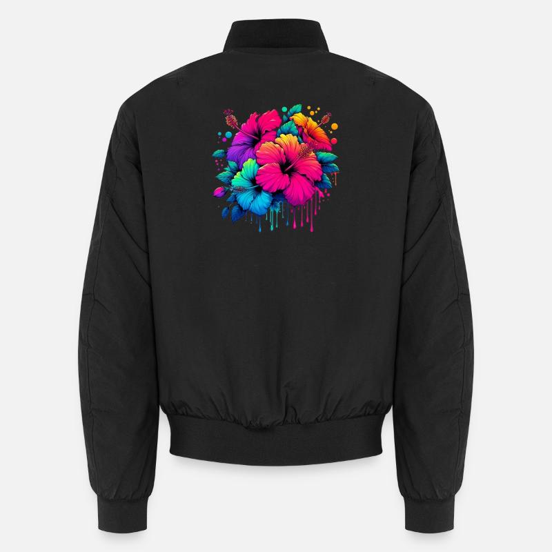 Hibiscus Flowers - Unisex Bomber Jacket - black