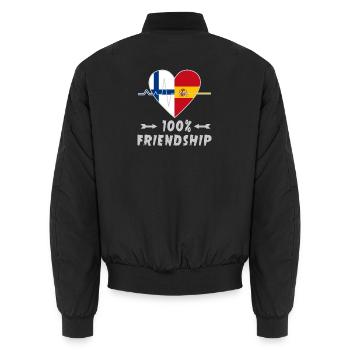 Finnland und Spanien 100% Freundschaft - Unisex Bomberjacke - Schwarz - Hinten - AI Model Male 185 light (185cm)