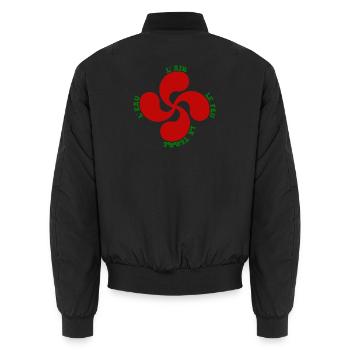 Lauburu rouge - croix basque et signification - Bomber unisexe - noir - Dos - AI Model Male 185 light (185cm)