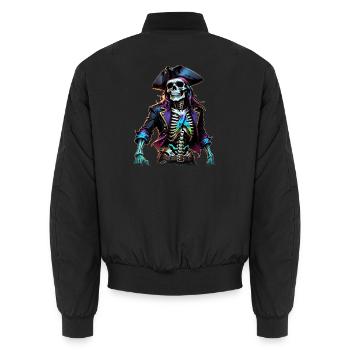 Pirate Skeleton Illustration - Unisex Bomber Jacket - black - Back - AI Model Male 185 light (185cm)
