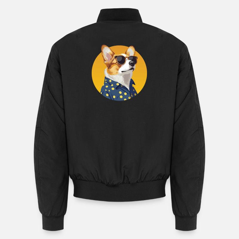 Stylischer Corgi Hund im Polka Dot Shirt Unisex Bomberjacke