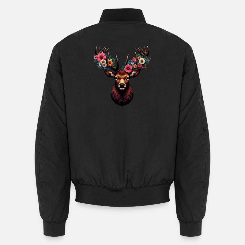 Cerf avec des fleurs Bomber unisexe
