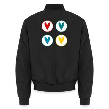 LIEBE. PAAR. GERADE VERHEIRATET. Junggesellinnenabschied. VALENTINSTAG. - Unisex Bomberjacke - Schwarz - Hinten - AI Model Male 185 light (185cm)