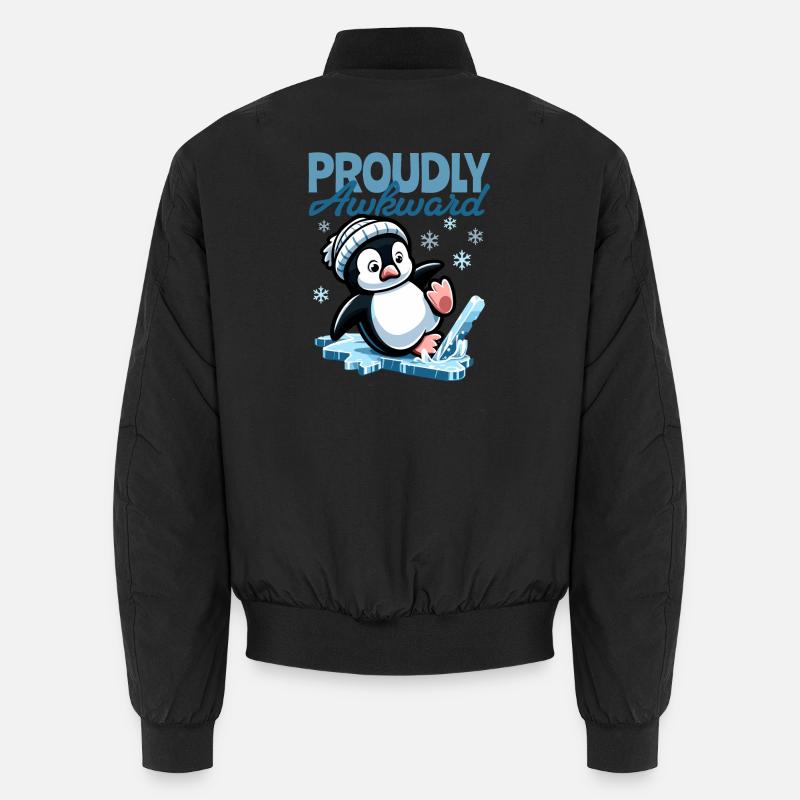 Proudly Awkward – Süßer Pinguin rutscht auf dem Ei Unisex Bomberjacke