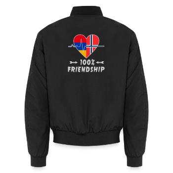 Armenia and Norway 100% friendship - Unisex Bomber Jacket - black - Back - AI Model Male 185 light (185cm)