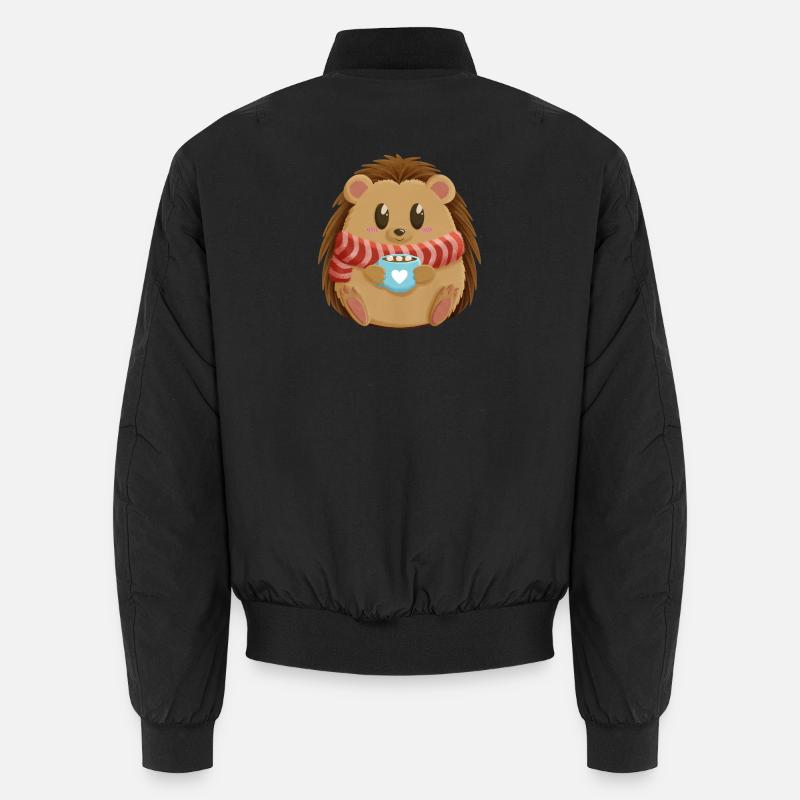 Hérisson mignon en tenue d’hiver avec cacao Bomber unisexe