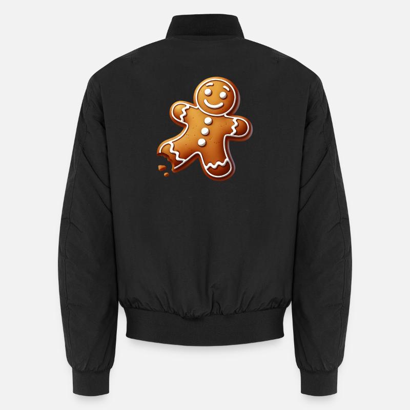 Gingerbread Man with Bite – Christmas Design Unisex Bomber Jacket