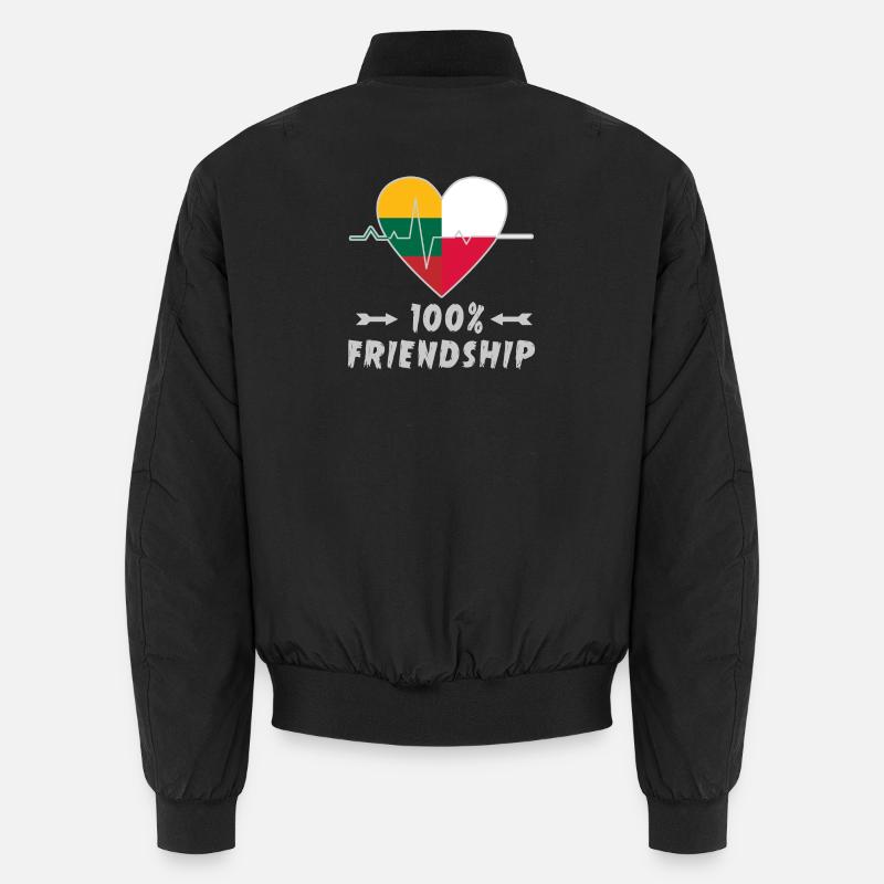 Lithuania and Poland 100% friendship - Unisex Bomber Jacket - black
