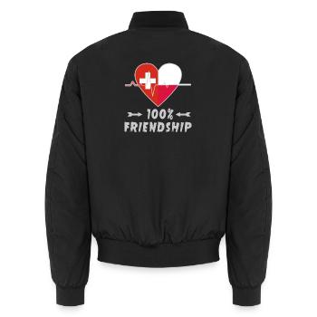 Schweiz und Polen 100% Freundschaft - Unisex Bomberjacke - Schwarz - Hinten - AI Model Male 185 light (185cm)