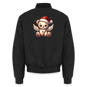 Teddy bear angel sweet companion of the Christmas season - Unisex Bomber Jacket - black - Back - AI Model Male 185 light (185cm)