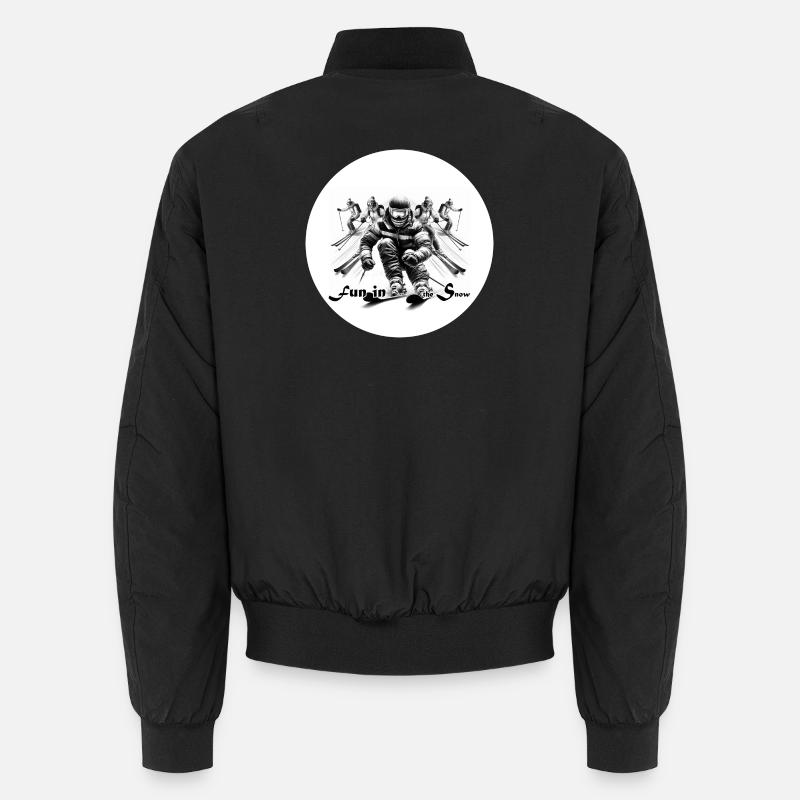 Fun in the snow: Dynamic skier scene Unisex Bomber Jacket