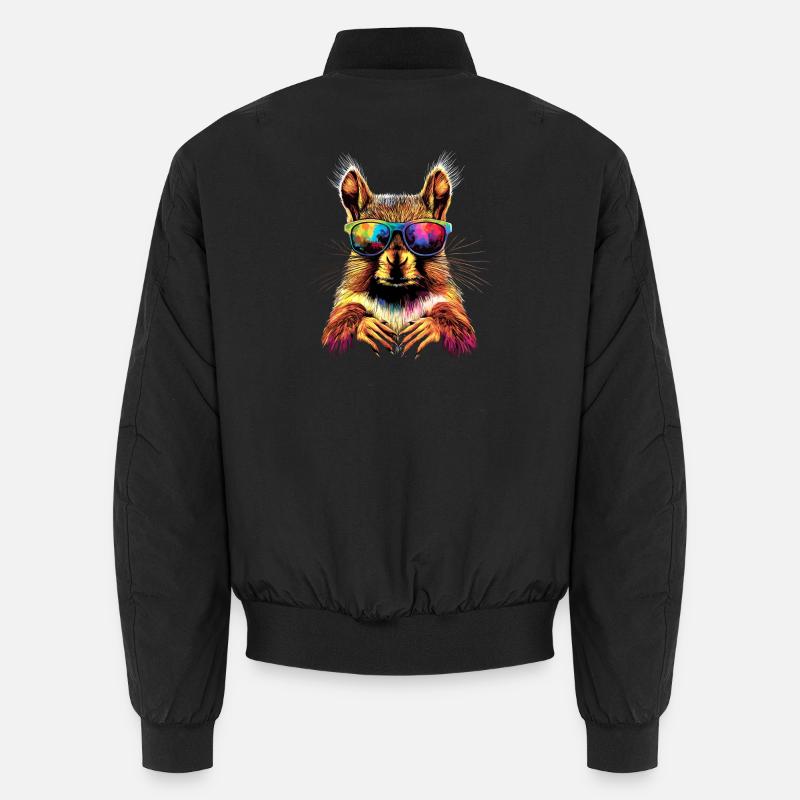 Eichhörnchen Kopfhörer Bunt Popart DJ Eichhörnchen Unisex Bomberjacke