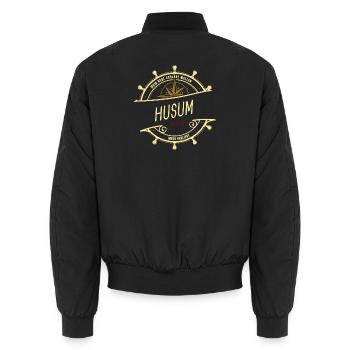 Mein Herz schlägt Wellen - Husum - Unisex Bomberjacke - Schwarz - Hinten - AI Model Male 185 light (185cm)