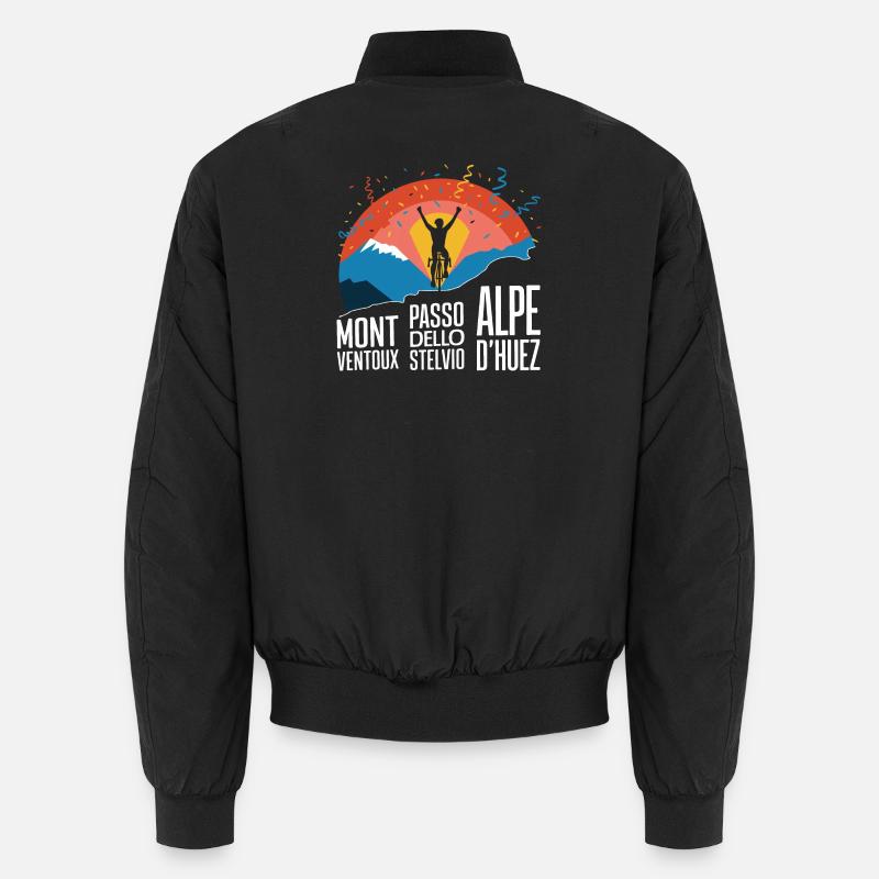Cycling Mountains Stelvio Ventoux Alpe d'Huez KOM Unisex Bomber Jacket
