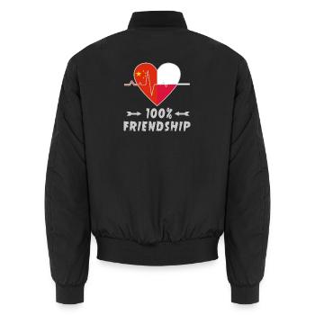 China and Poland 100% friendship - Unisex Bomber Jacket - black - Back - AI Model Male 185 light (185cm)