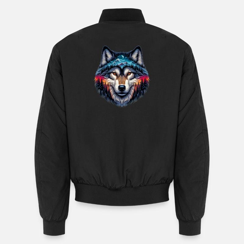 Wolf - Unisex Bomberjacke - Schwarz