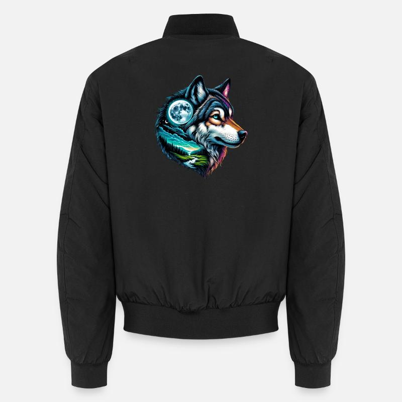 Wolf - Unisex Bomberjacke - Schwarz