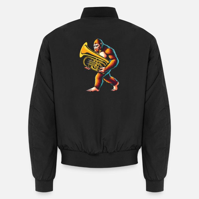 Yeti Gorilla with Euphonium - Unisex Bomber Jacket - black