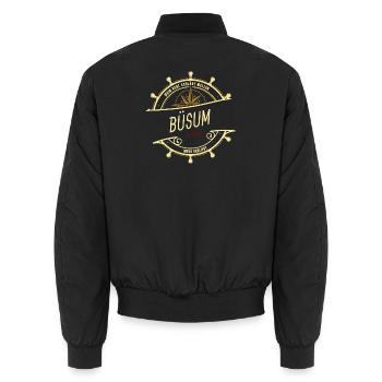 Mein Herz schlägt Wellen - Büsum - Unisex Bomberjacke - Schwarz - Hinten - AI Model Male 185 light (185cm)