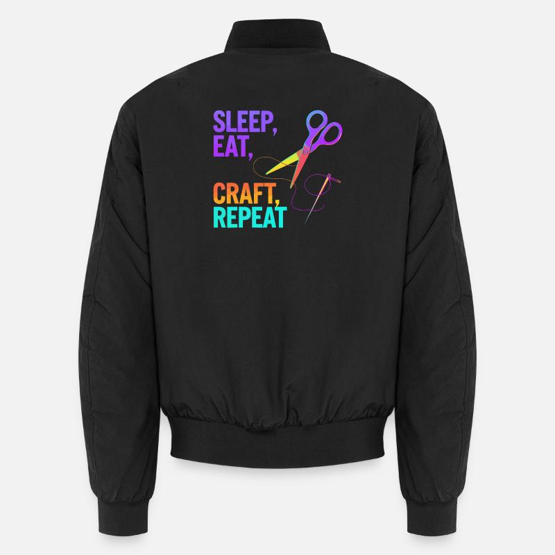 Sleep, Eat, Craft, Repeat - Unisex Bomber Jacket - black