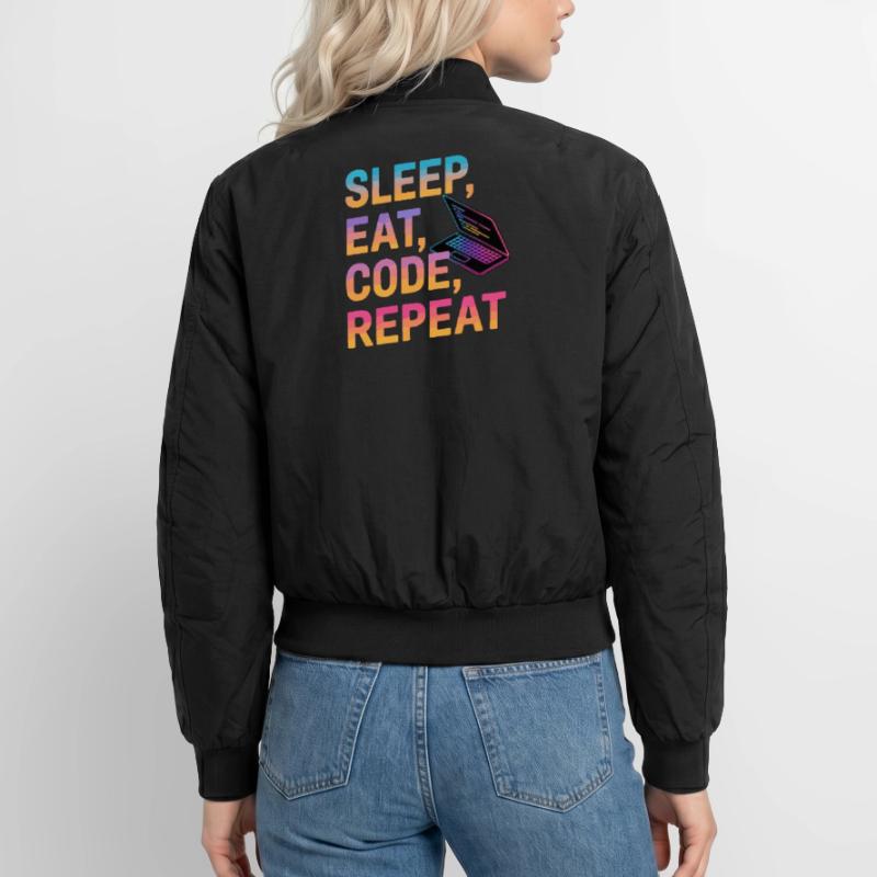 Dormir, manger, coder, répéter Bomber unisexe