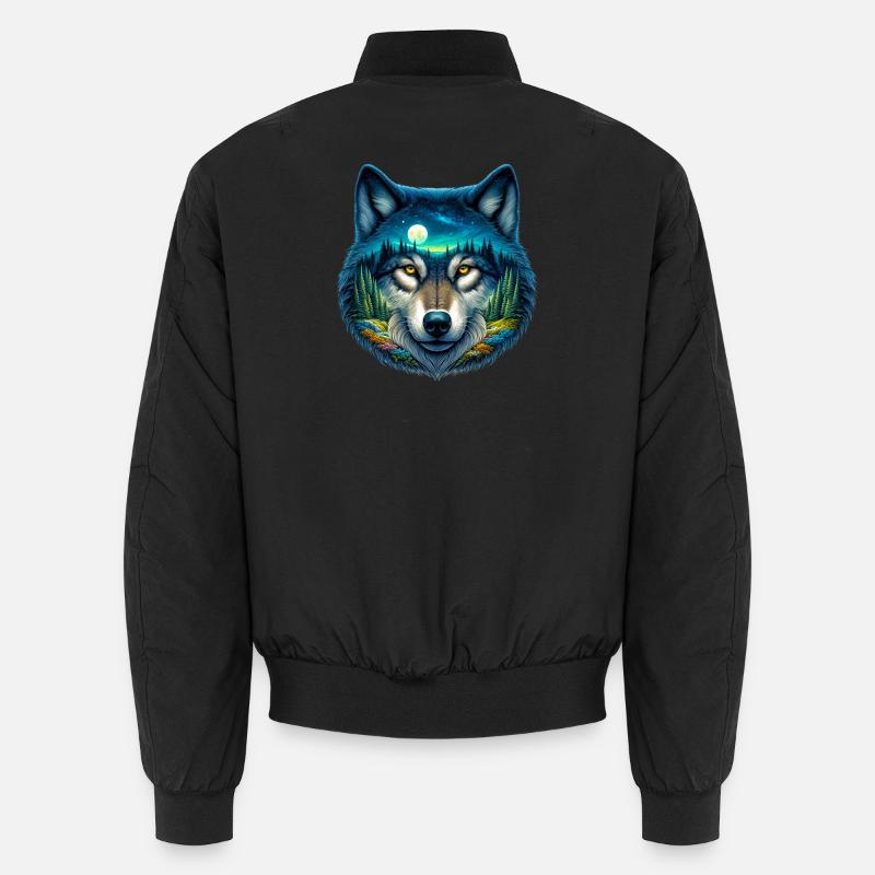 Wolf - Unisex Bomberjacke - Schwarz