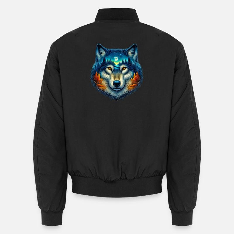 Wolf - Unisex Bomberjacke - Schwarz