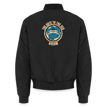 The Gate to the Sea - Husum - Unisex Bomberjacke - Schwarz - Hinten - AI Model Male 185 light (185cm)