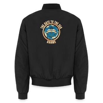 The Gate to the Sea - Dahme - Unisex Bomberjacke - Schwarz - Hinten - AI Model Male 185 light (185cm)