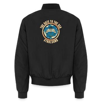The Gate to the Sea - Stralsund - Unisex Bomberjacke - Schwarz - Hinten - AI Model Male 185 light (185cm)