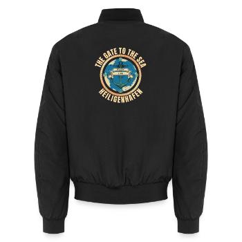 The Gate to the Sea - Heiligenhafen - Unisex Bomberjacke - Schwarz - Hinten - AI Model Male 185 light (185cm)