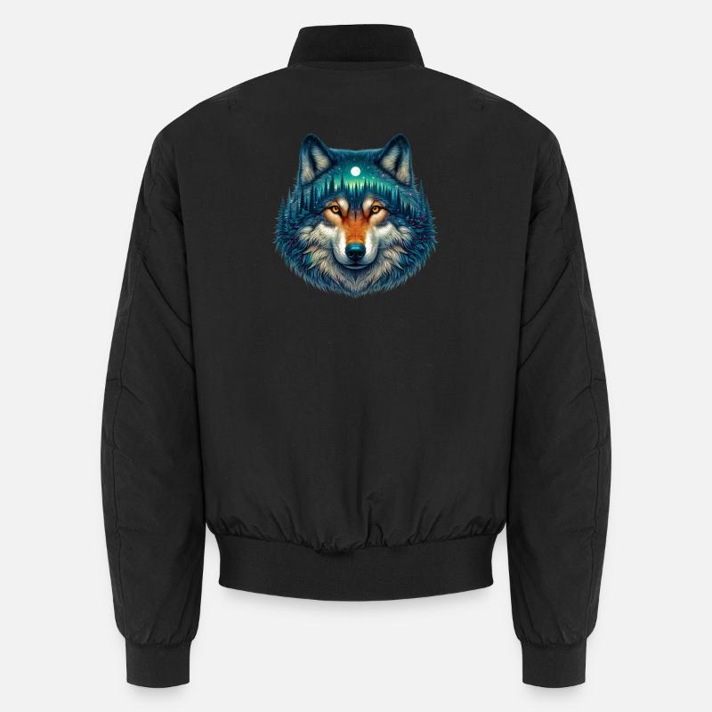 Wolf - Unisex Bomberjacke - Schwarz