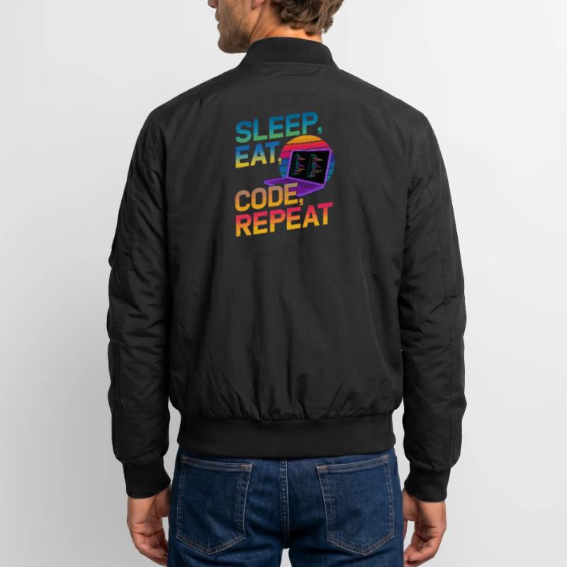Sleep Eat Code Repeat Gift For Coder Unisex Bomber Jacket