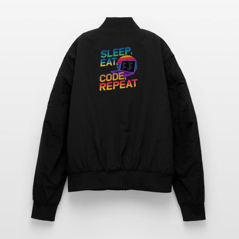 Sleep Eat Code Repeat Gift For Coder Unisex Bomber Jacket