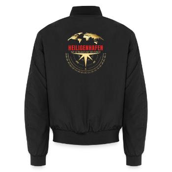 Koordinaten Heiligenhafen - Unisex Bomberjacke - Schwarz - Hinten - AI Model Male 185 light (185cm)
