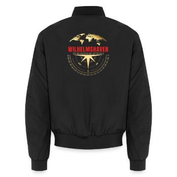 Koordinaten Wilhelmshavern - Unisex Bomberjacke - Schwarz - Hinten - AI Model Male 185 light (185cm)