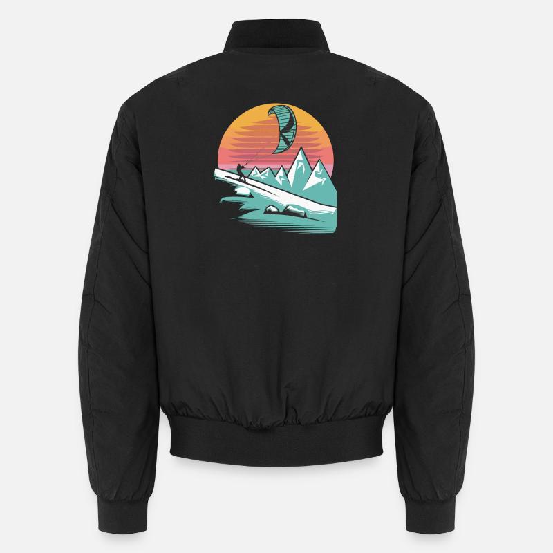 Snowkiting Minimalist Sunset - Unisex Bomber Jacket - black