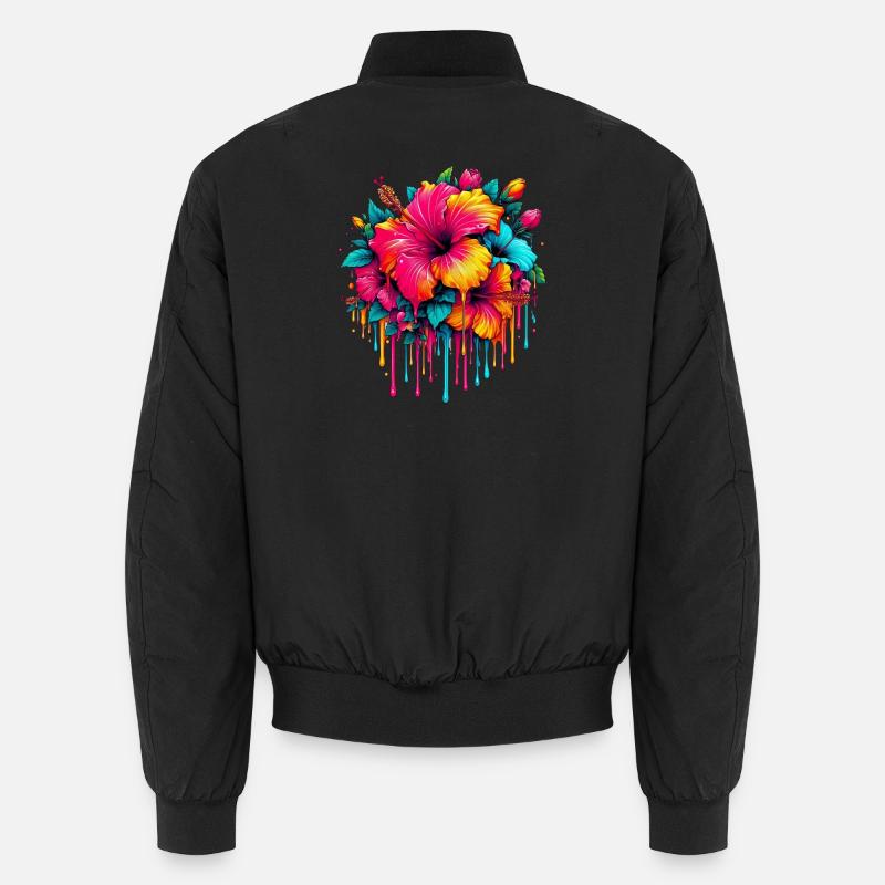 Hibiscus Flowers - Unisex Bomber Jacket - black