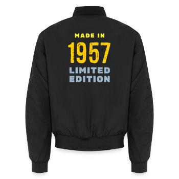 1957 - Unisex Bomberjacke - Schwarz - Hinten - AI Model Male 185 light (185cm)