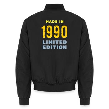 1990 - Unisex Bomber Jacket - black - Back - AI Model Male 185 light (185cm)