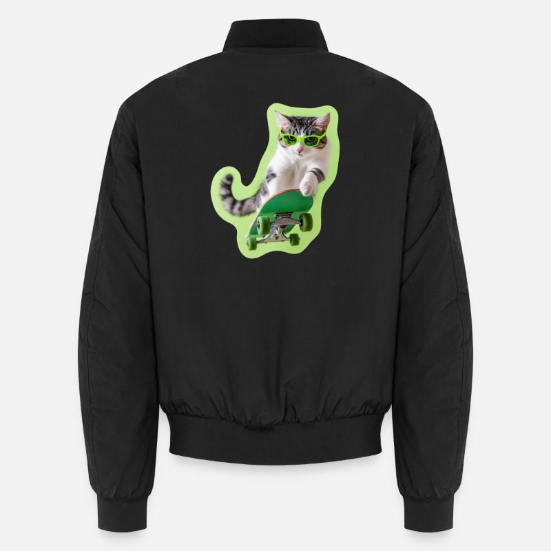 Skaterkat: Retro Cool on four wheels Unisex Bomber Jacket
