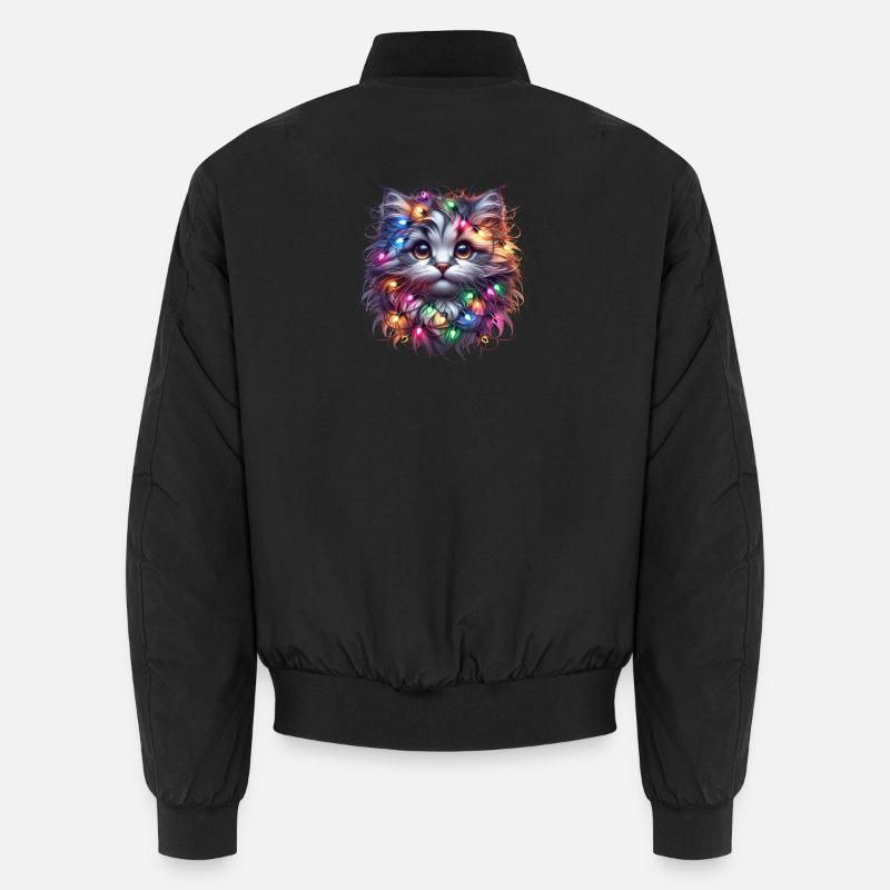 Kätzchen im Lichterglanz - Unisex Bomberjacke - Schwarz