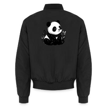 Panda - Unisex Bomber Jacket - black - Back - AI Model Male 185 light (185cm)