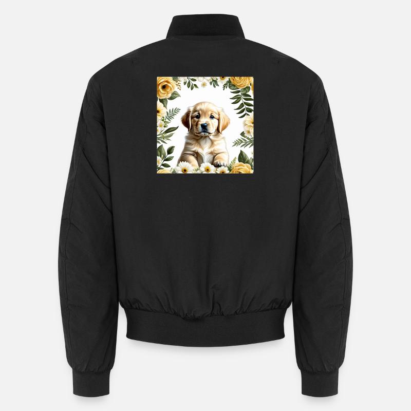 Chiot mignon en couronne de fleurs Bomber unisexe