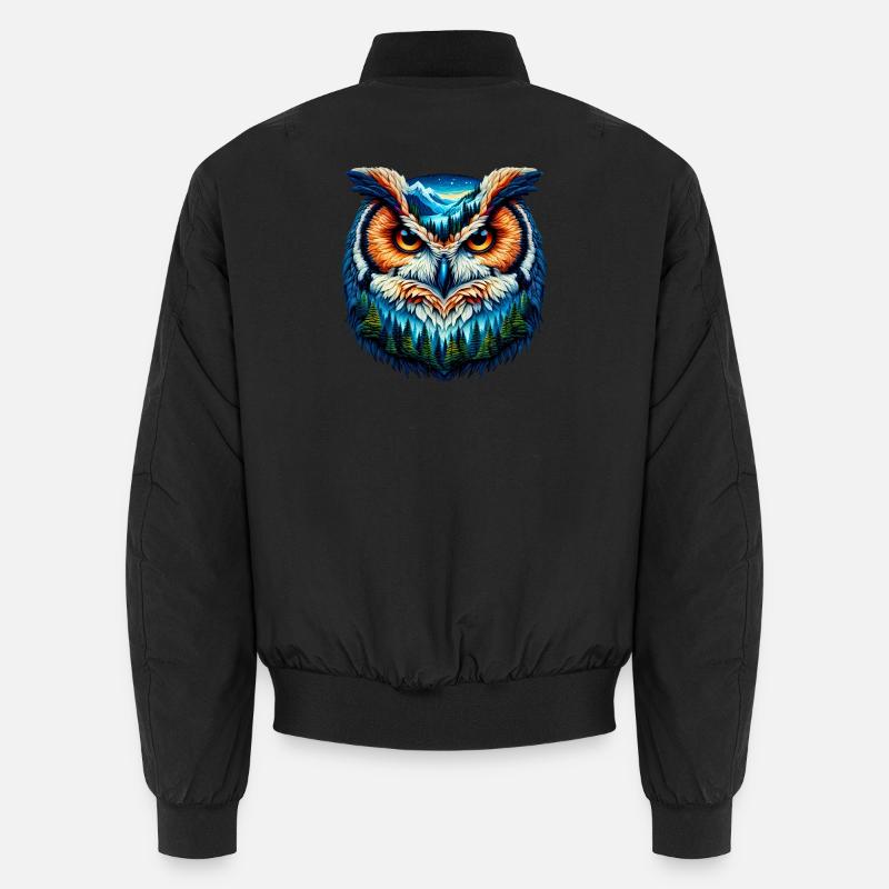 Owl - Unisex Bomber Jacket - black