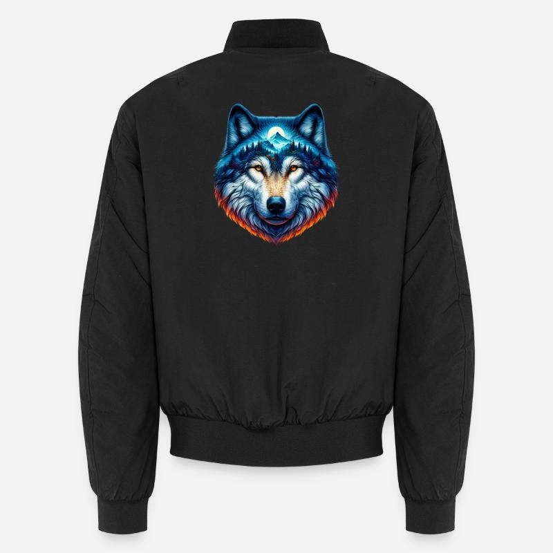 Wolf - Unisex Bomberjacke - Schwarz