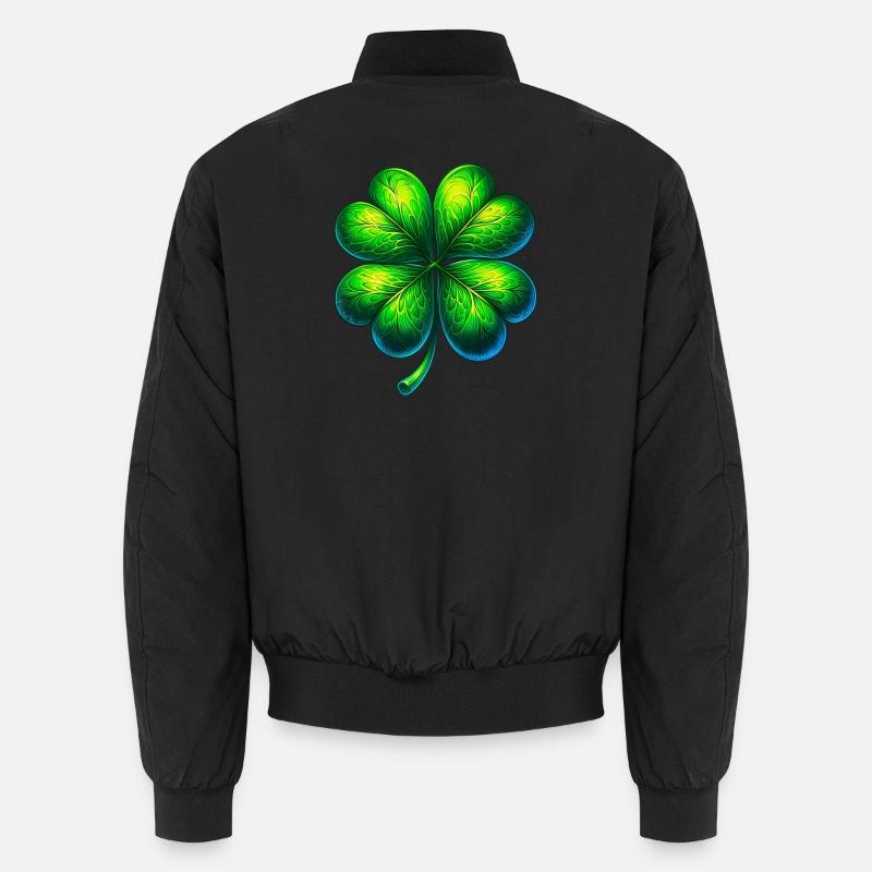 Vierblättriges Kleeblatt - Unisex Bomberjacke - Schwarz