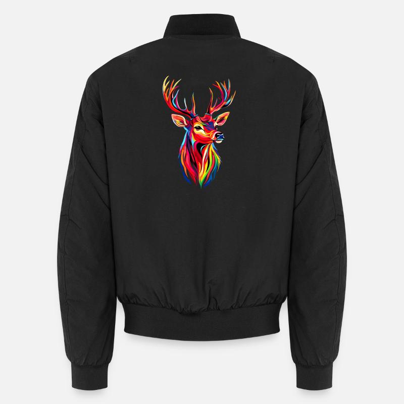 Hirsch Geweih Jagd Reh Rentier Rothirsch Jäger Unisex Bomberjacke